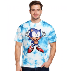 RE:COVERED X SEGA Herren T-Shirt mit Sonic-Print Baumwoll-Shirt Rundhals-Shirt RCSEGA552 Blau/Weiß