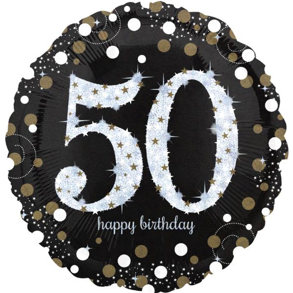 Sparkling Birthday 50 - Standard Holographic Folienballon - 43 cm