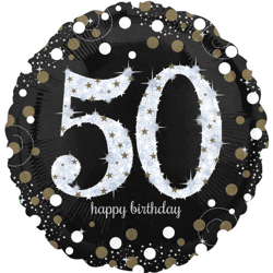Sparkling Birthday 50 - Standard Holographic Folienballon - 43 cm