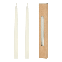 Taper Candle, Cream, Set of 2, 25 cm H