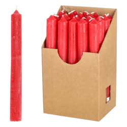 Taper Candle, Red, Rustic, 20 per display, 20 cm H