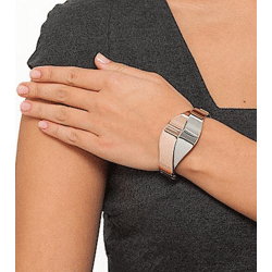 Stilvolles Calvin Klein Senses Damen Armreif Edelstahl-Armband Arm-Schmuck Handgelenk-Schmuck Größe XS KJ5EPD2001 Silber/Rosegold