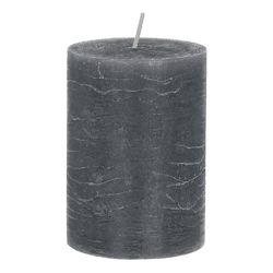 Rustic Pillar Candle, Gray, M, approx. 7x10 cm