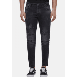 stylische 2Y Premium Herren Jeans Skinny Fit Stretch Taschen mit Baumwolle Schwarz