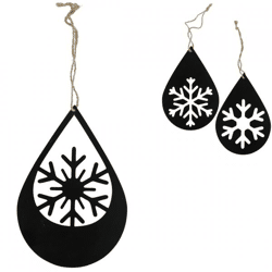 Weihnachtsanhänger Schneeflocke Metall schwarz 20 cm 3fach sortiert