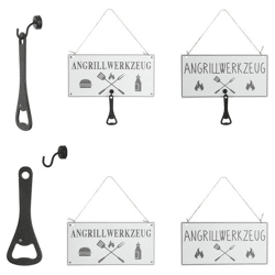 Blechschild Angrillwerkzeug mit Flaschenöffner,2/s,28x14cm