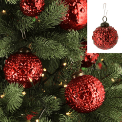 Christmas tree bauble ornament, red, small, approx.8cmD