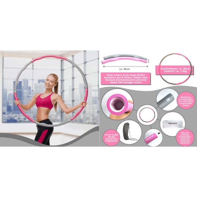 Hula Hoop Hullahup Fitness Gymnastik Reifen mit Tasche Sportreifen Zubehör Trainingsreifen Bauchtraining Restposten Mix
