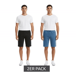 2er Pack Herren Stretch Schlupfjeans-Bermuda Baumwoll-Hose kurze Hose Sommer-Hose 926836 Blau/Schwarz