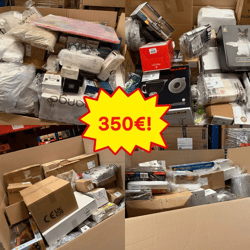350 €/Palette STOCK MIX-PALETTEN, ca. 60–70 Stk., Kategorie A/B/C, Kundenretouren, Haushaltswaren, Elektro, Textilien, Kinderartikel