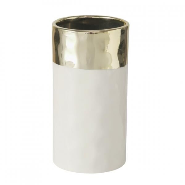 Boltze Rito Vase, White/Gold, 15 cm