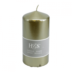 H&S stumpfe Kerze gold 7 x 14 cm
