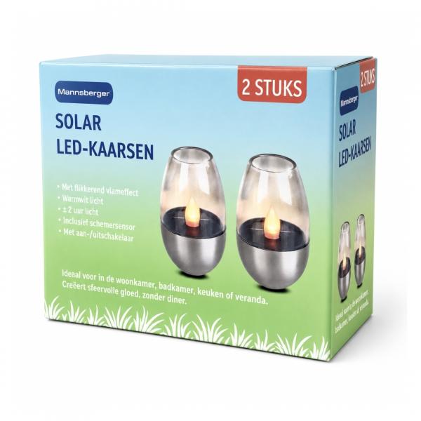 Mannsberger Solar-LED-Kerzen, 10 cm, 2er-Set