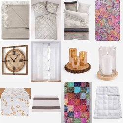 2.85 € each: Household goods, Category A stock; bedding, towels, bath mats, lamps, bags, and shower curtains
