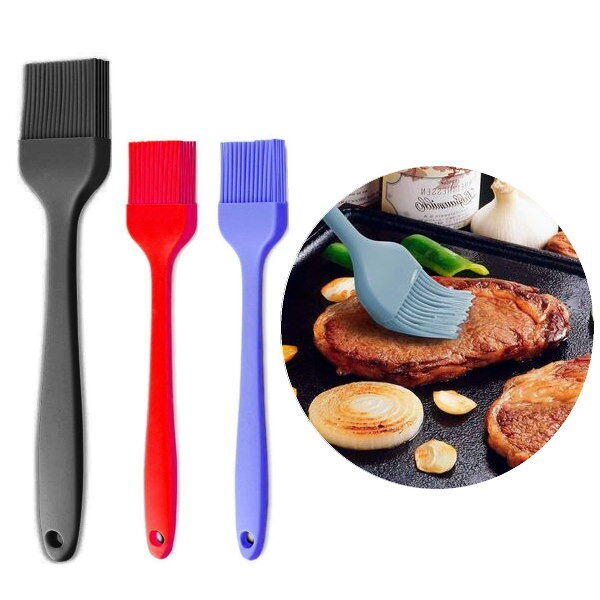 Backpinsel 3er-Set (1 Groß, 2 Klein) hitzebeständiger Silikonpinsel Grillpinsel Bratenpinsel zum Kochen BBQ - bis 200° 