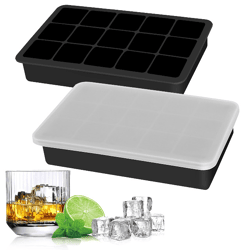 Silikon Eiswürfelform 1er Pack mit Deckel, BPA-Frei, stapelbar 500ml 3,3x 3,3x 3,3cm Eiswürfelgröße lebensmittelecht 