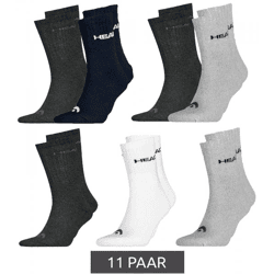 11 Paar HEAD All Sports Socken Damen und Herren Trainings-Socken Sport-Strümpfe 701236921 in Schwarz, Blau, Grau, Weiß