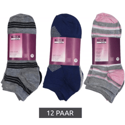 12 Paar TRUE style Baumwoll-Strümpfe mit Komfortbund nachhaltige Sneaker-Socken mit verschiedenen Mustern Pink, Blau oder Schwarz
