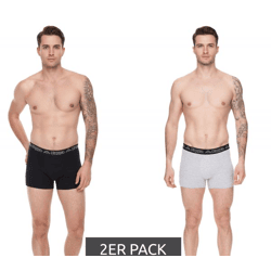 2er Pack Kappa Herren Boxershorts mit Marken Schriftzug und Logo Unterhose 351K1JW A80 Schwarz/Hellgrau