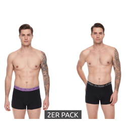 2er Pack Kappa Herren Boxershorts mit Marken Schriftzug und Logo Unterhose 351K1JW ADM Schwarz/Violett