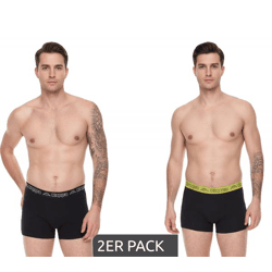 2er Pack Kappa Herren Boxershorts mit Marken Schriftzug und Logo Unterhose 351K1JW ADO Schwarz/Lime