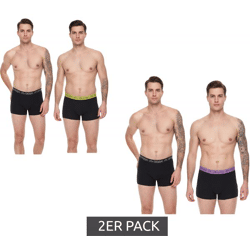 2er Pack Kappa Herren Boxershorts mit Marken Schriftzug und Logo Unterhose 351K1JW Schwarz/Lime oder Schwarz/Violett