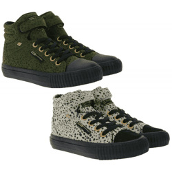 BRITISH KNIGHTS Dee Kinder Mid-Top Sneaker mit Punkten Mädchen Schnür-Schuhe Jungen mit verstärktem Zehenbereich Schwarz/Olivgrün oder 