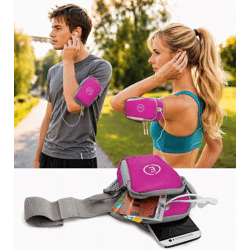 Echelon Lime Sportarmband-Tasche fürs Handy mit Kopfhöreröffnung Jogging-Armband Handy-Hülle 30cm Armumfang Pink
