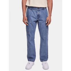 lässige Urban Classics Herren Jeans Straight Fit Reißverschluss Taschen mit Baumwolle Blau