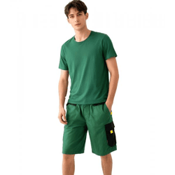 PUREWORK Herren Arbeits-Shorts mit 6 Taschen Cargo-Bermuda nachhaltige Arbeits-Hose Garten-Hose Grün/Schwarz/Gelb