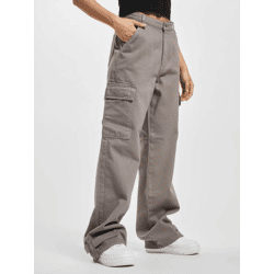 stylische DEF Damen Jeans Reißverschluss Taschen mit Baumwolle Grau