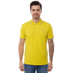 U.S. POLO ASSN. Herren Polo-Shirt Basic-Shirt Baumwoll-Shirt Kurzarm-Shirt 197 63899 52520 115 Gelb/Hellblau