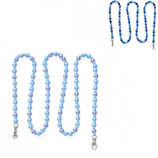 Boltze Telefonkabel mit Perlen, blau, 120 cm, 2 Stück, sortiert