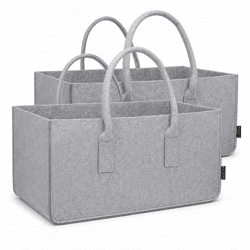 Premium Light Gray Felt Basket, 50 cm, Set of 2