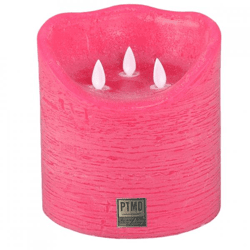 PTMD LED-Stumpenkerze, batteriebetrieben, XXL, leuchtend rosa, 15 x 15 cm