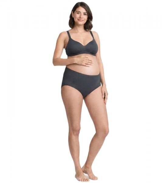 2er Pack Damen Umstands-Slip Unterw&auml;sche aus Bio-Baumwolle Schwangerschafts-Unterhose 966263 Beige/Anthrazit