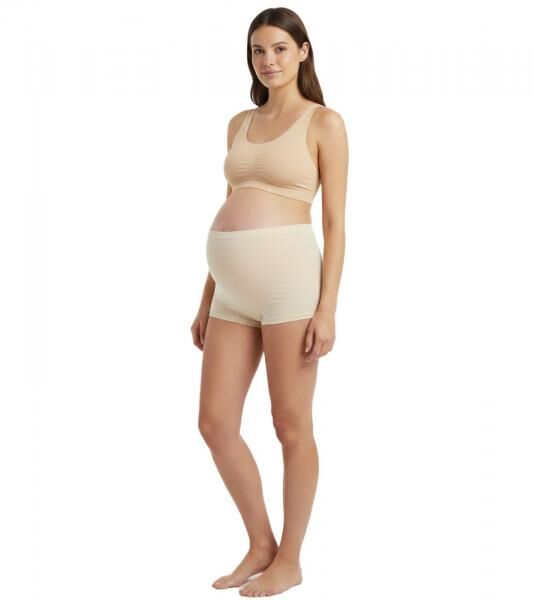 2er Pack Damen Umstands-Slip Unterw&auml;sche aus Bio-Baumwolle Schwangerschafts-Unterhose 966263 Beige/Anthrazit