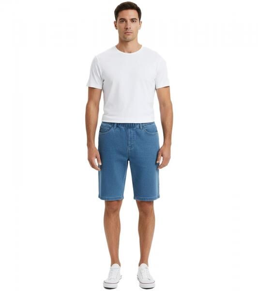 2er Pack Herren Stretch Schlupfjeans-Bermuda Baumwoll-Hose kurze Hose Sommer-Hose 926836 Blau/Schwarz