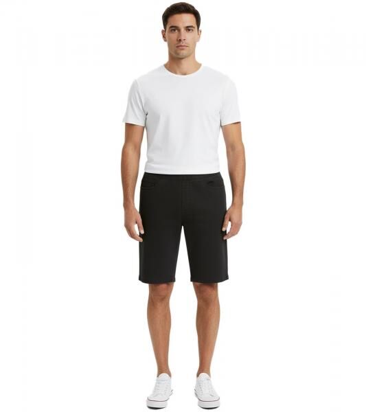 2er Pack Herren Stretch Schlupfjeans-Bermuda Baumwoll-Hose kurze Hose Sommer-Hose 926836 Blau/Schwarz