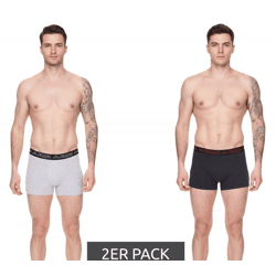 2er Pack Kappa Herren Boxershorts mit Marken Schriftzug und Logo Unterhose 351K1JW ADK Dunkelgrau/Hellgrau/Rot