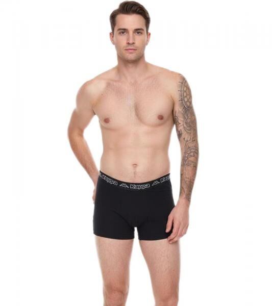 2er Pack Kappa Herren Boxershorts mit Marken Schriftzug und Logo Unterhose 351K1JW Schwarz/Lime oder Schwarz/Violett