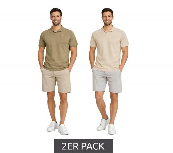 2er Pack klassisches BLEND Herren Poloshirt aus Baumwolle Shirt 20718074-204242 Beige/Braun