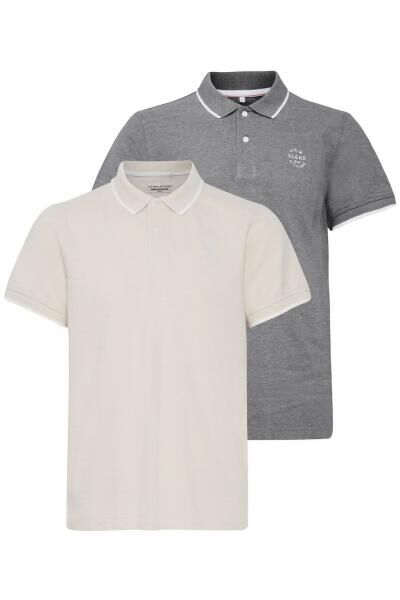 2er Pack klassisches BLEND Herren Poloshirt aus Baumwolle Shirt 20718756-204977 Grau/Beige