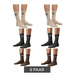 6 Paar SCOTCH & SODA Herren 1/2-Terry High-Quarter-Crew-Socken Alltags-Socken Business-Socken Größe 41-46 SS43513-280 Braun, Beige, Dunke