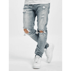 bequeme 2Y Premium Herren Jeans Straight Fit Stretch Reißverschluss mit Baumwolle Blau