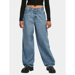 bequeme URBAN CLASSICS Damen Jeans Reißverschluss Taschen 370 g/m² mit Baumwolle Blau