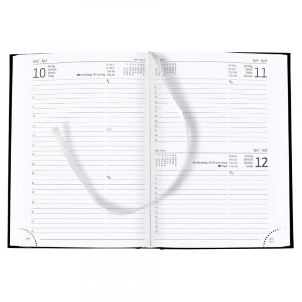 Buchkalender, A5, 1T/1S, Balacron, schwarz ALPHA 218099