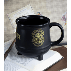 Harry Potter 3D Mug with Cauldron Design and Hogwarts Crest, 560 ml, Black/Gold