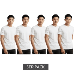 Hochwertiges 5er Pack SCOTCH & SODA Crew Neck Herren T-Shirt Basic-Shirt Unterziehshirt Baumwoll-Shirt SSFA25M2312806 100 Weiß
