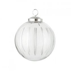 J-Line Weihnachtskugel „Stripe“, transparentes Glas, 10 cm